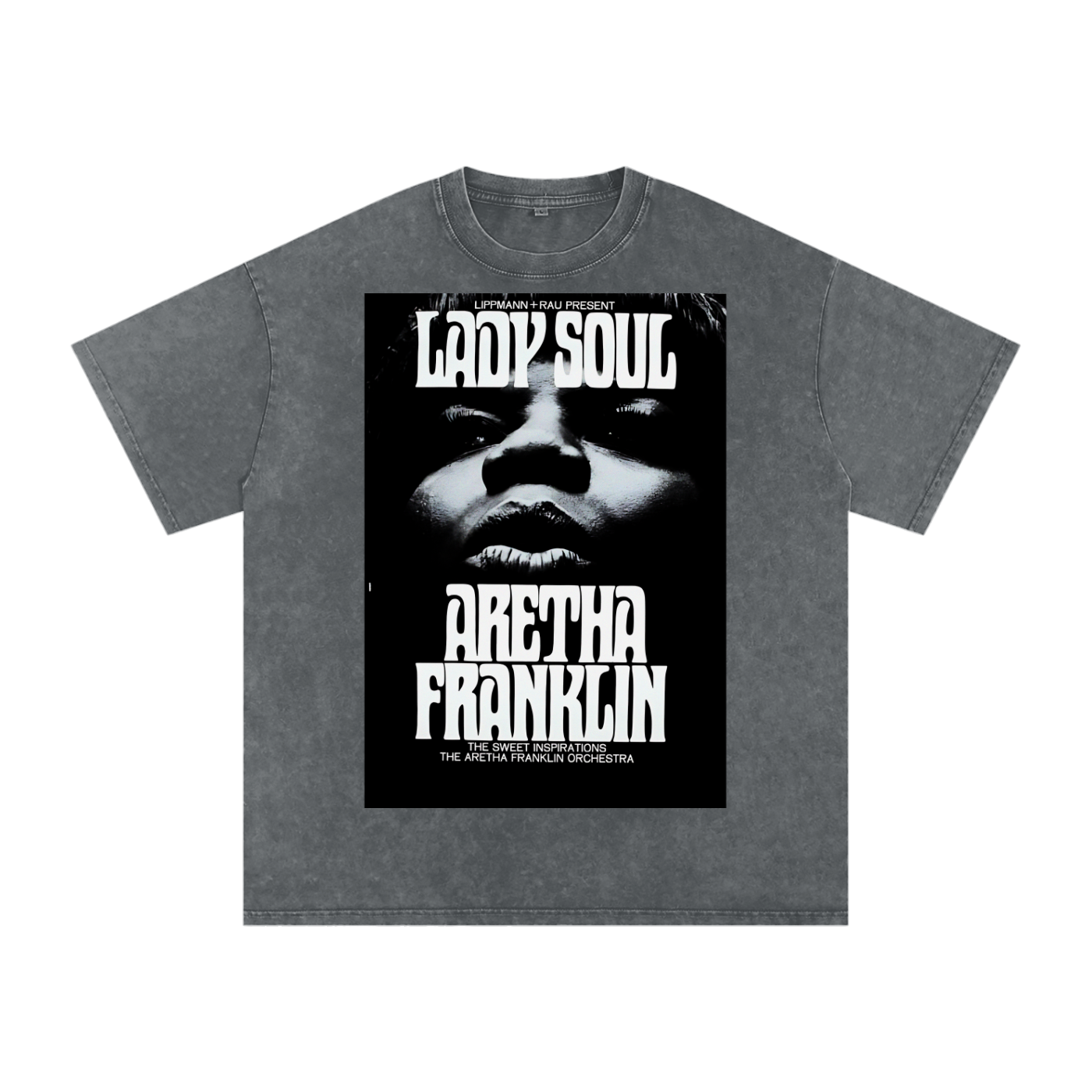 Lady Soul Aretha Franklin Vintage Acid Wash